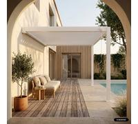 Swe luminium Bioclimatic Wall-Mounted Pergola With Adjustable Slats Triomphe 4X3M White 391X301X250 Cm