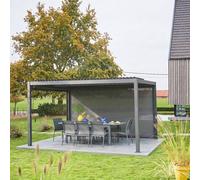 sweeek Louvered pergola 4 x 3m with a 4m blind in Dark Grey sweeek Dark Grey