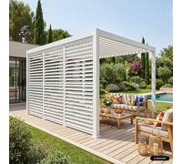 sweeek Louvered pergola 4x3m & 3 adjustable slat louvers 130cm in White sweeek White