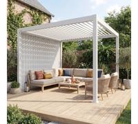 sweeek Louvered pergola 4x3m & 3m vertical adjustable louver panel in White sweeek White