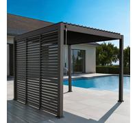 sweeek Louvered Pergola Aluminium 3 X 3m V2 & 3 100cm Louver Panels in Grey swe rey