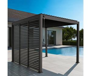 Sweeek - Louvered Pergola Aluminium 3 X 3M V2 And 3 100Cm Louver Panels Anthracite - Triomphe