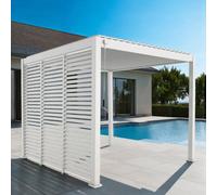 Sweeek - Louvered Pergola Aluminium 3 X 3M V2 And 3 100Cm Louver Panels White - Triomphe