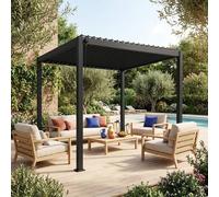 Sweeek. 3X3M Louvered Aluminum Pergola With Adjustable Roof Slats White Triomphe
