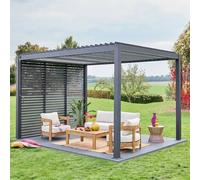 sweeek Louvered Pergola Aluminium 4 X 3m & 3 100cm Louver Panels in Grey swe rey