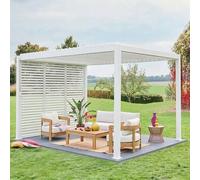 sweeek Louvered Pergola Aluminium 4 X 3m & 3 100cm Louver Panels in White sweeek White