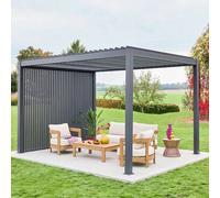 sweeek Louvered pergola aluminium 4 x 3m + 3 100cm vertical louver panels in Dark Grey swe ark Grey