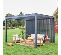 sweeek Louvered pergola aluminium 4 x 3m + 3 130cm vertical louver panels in Dark Grey swe ark Grey