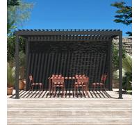 sweeek Louvered Pergola Aluminium 4 X 3m & A 4m Blind in Grey swe rey