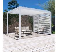 Sweeek - Louvered Pergola Aluminium 4 X 3M And 3 100Cm Louver Panels White - Triomphe