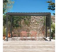 Sweeek - Louvered Pergola Aluminium 4 X 3M And 3M Blind Anthracite - Triomphe