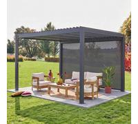 Sweeek - Louvered Pergola Aluminium 4 X 3M And A 4M Blind Anthracite - Triomphe
