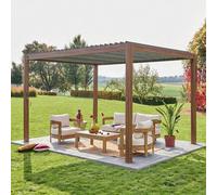 sweeek Louvered Pergola Aluminium 4 X 3m in Brown swe rown