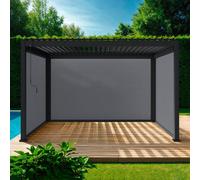sweeek Louvered Pergola Aluminium 4 X 3m With 2 3m Blinds & A 4m Blind in Grey swe rey