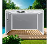 Sweeek - Louvered Pergola Aluminium 4 X 3M With 2 3M Blinds And A 4M Blind White - Triomphe