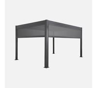 sweeek Louvered Pergola Aluminium 4 X 3m With A 3m Blind & A 4m Blind in Grey swe rey