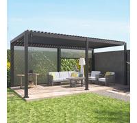 Sweeek - Louvered Pergola Aluminium 6 X 3M And 2 3M Blinds Anthracite - Triomphe