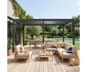 sweeek Louvered Pergola Aluminium 6x3m in Dark Grey swe ark Grey