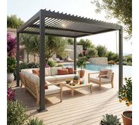 Sweeek - Louvered Pergola Aluminium And Steel 3 X 3M Anthracite - Palace