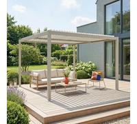 sweeek Louvered pergola aluminium & steel 3.6 x 3.6m in Beige swe eige