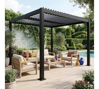 sweeek Louvered pergola aluminium & steel 3 x 3m in Black swe lack