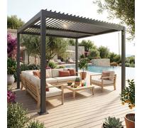 sweeek Louvered Pergola Aluminium & Steel 3 X 3m in Dark Grey swe ark Grey