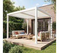 sweeek Louvered pergola aluminium & steel 3 x 3m in White sweeek White