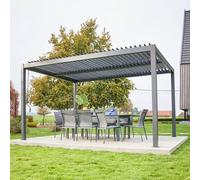 Sweeek - Bioclimatic Pergola Aluminium And Steel With Adjustable Slats 4X3M Palace 4X3M Anthracite 392X292X211 Cm