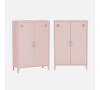 Sweeek - Metal Cabinet With 2 Doors (Set Of 2) Soho Pink 75X33X110 Cm