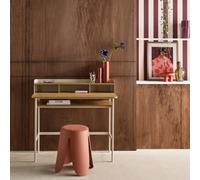 Sweeek - Metal Desk With Wood Decor 3 Niches, Beige 100.4X50.2X88 Cm - Molto
