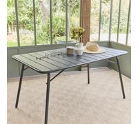 Sweeek. 4-Seater Metal Folding Garden Table 140Cm Amelia 140Cm Anthracite 141.2X80X72.5 Cm