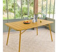 Sweeek - Metal Folding Garden Table 140Cm, Seats 4 Yellow Ochre 141.2X80X72.5 Cm - Amelia 140Cm