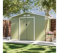 Sweeek - Metal Garden Shed 5.29M² With Anchoring Kit Ferrain Green And White 277X194X203 Cm