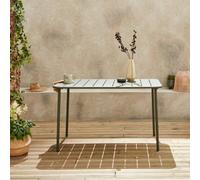 Sweeek - Metal Garden Table For 4 People Khaki Green 120X70X72.5 Cm - Amelia