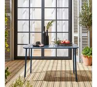 Sweeek - 4-Seater Rectangular Steel Garden Table Amelia 120Cm Marine Blue 120X70X72.5 Cm