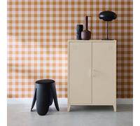 Sweeek - Metal Sideboard Cabinet With 2 Storage Compartments Industrial-Style Beige L 75 X W 33 X H 110 Cm - Soho Sweeek