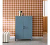 Sweeek - Metal Sideboard Cabinet With 2 Storage Compartments Industrial-Style Grey Blue 75X33X110 Cm - Soho