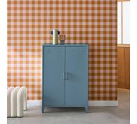 Sweeek - Metal Sideboard Cabinet With 2 Storage Compartments Industrial-Style Grey Blue 75X33X110 Cm - Soho