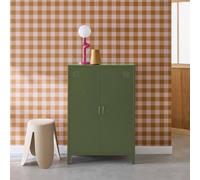 Sweeek - Metal Sideboard Cabinet With 2 Storage Compartments Industrial-Style Khaki Green L 75 X W 33 X H 110 Cm - Soho