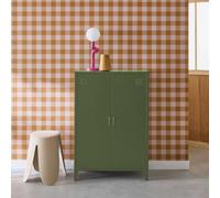 Sweeek - Metal Sideboard Cabinet With 2 Storage Compartments Industrial-Style Khaki Green L 75 X W 33 X H 110 Cm - Soho