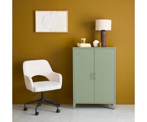 Sweeek - Metal Sideboard Cabinet With 2 Storage Compartments Industrial-Style Soho Green 75X33X110 Cm