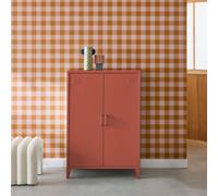 Sweeek - Metal Sideboard Cabinet With 2 Storage Compartments Industrial-Style Terracotta L 75 X W 33 X H 110 Cm - Soho Sweeek