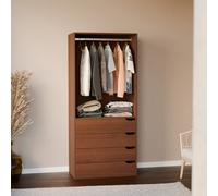 Sweeek - Modular Open Wardrobe Drawer And Rail Unit Modulo Walnut 80X45X180 Cm