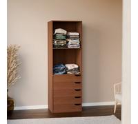 Sweeek - Modular Open Wardrobe Drawer And Shelf Unit Modulo Walnut 60X45X180 Cm