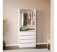 sweeek Modular Open Wardrobe Drawer & Rail Unit in White sweeek White