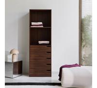 Sweeek - Modular Open Wardrobe Drawer And Shelf Unit Modulo Walnut 60X45X180 Cm