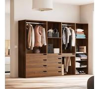 Sweeek - Modular Wardrobe Kit With 4 Units Modulo Walnut 260X45X180 Cm