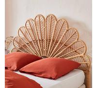 sweeek Natural Rattan Headboard Queen Bed 160cm in Light Brown sweeek Light Brown