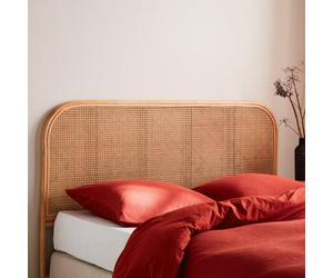 sweeek Natural Rattan Headboard Queen Bed 160cm in Light Brown sweeek Light Brown