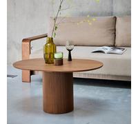 Sweeek - Oblong Coffee Table With Carved Wood Effect Faro Walnut 90X60X45 Cm